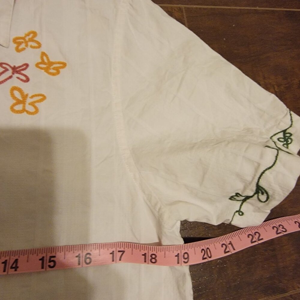 Dunst Embroidered Button Down Tee Womens S Vintage Floral Boho Retro Fresh - Picture 5 of 8
